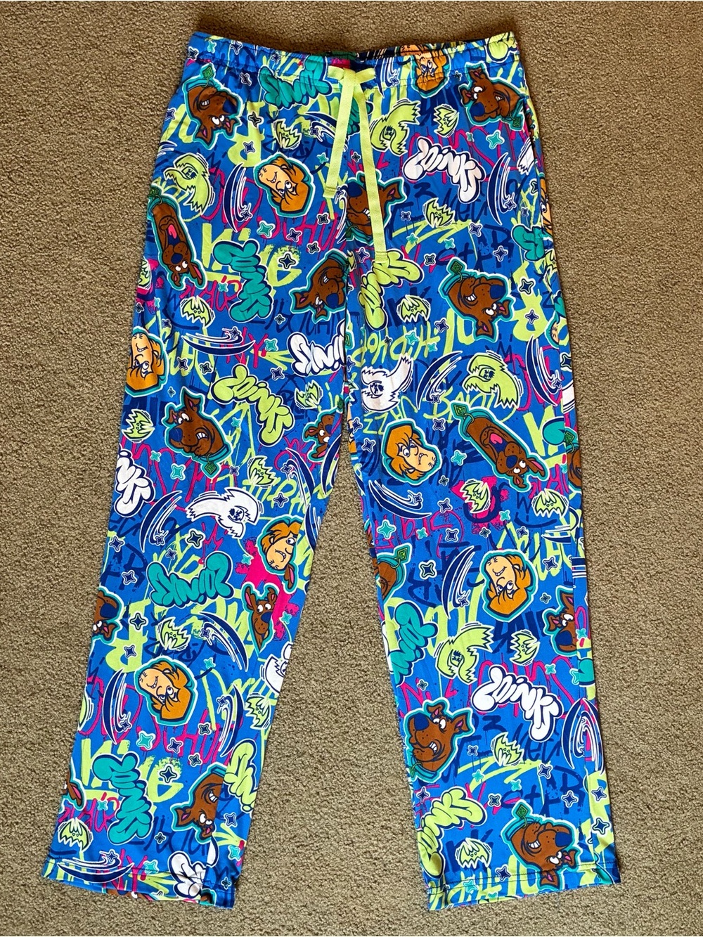 Scooby Doo Lounge Pants Sleep Wear Medium Drawstring Elastic Waist Unisex Pocket